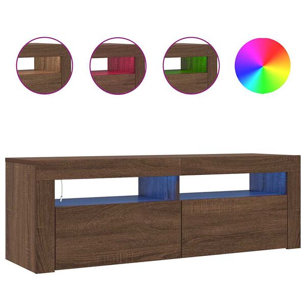 vidaXL TV Cabinet with LED Lights Brown Oak 120x35x40 cm