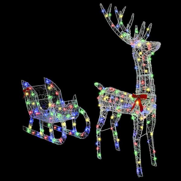 vidaXL Reindeer Pull Sleigh Colourful 70 x 26 x 129 cm Acrylic