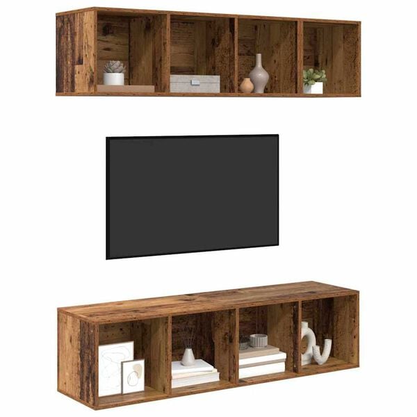 vidaXL TV Cabinet Set Wall-mounted 3 pcs Old Wood Engineered Wood