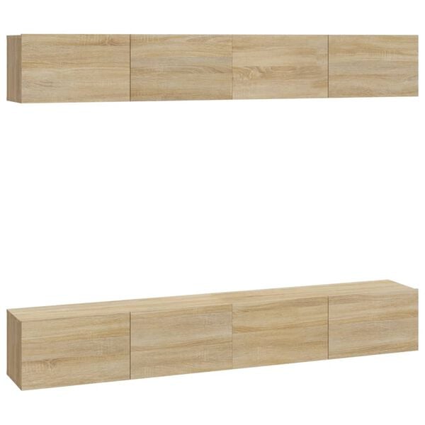 vidaXL Wall TV Cabinets 4 pcs Sonoma Oak 100x30x30 cm