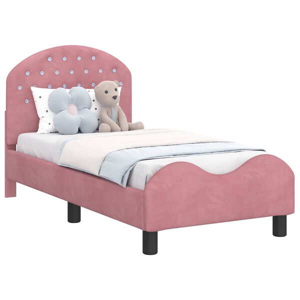 vidaXL Toddler Bed Frame with Headboard Pink 70 x 140 cm Velvet
