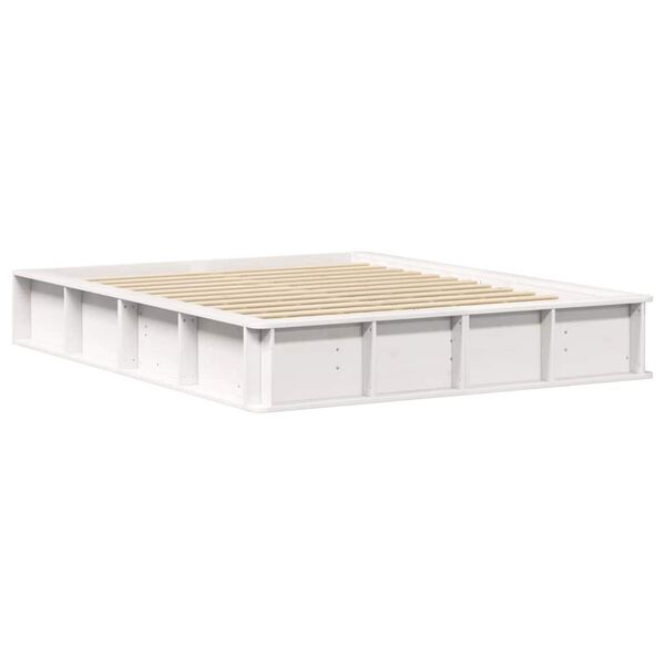 vidaXL Bed Frame White 160 x 200 cm Solid Pine Wood