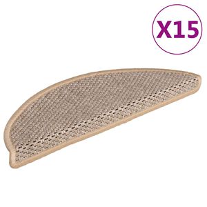 vidaXL Stair Mats Self-adhesive Sisal-Look 15 pcs 56x17x3 cm Light Beige