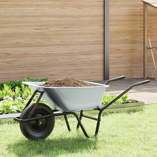 vidaXL Wheelbarrow Silver and Black 141 x 60 x 57 cm Steel