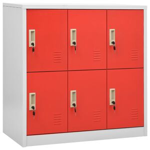 vidaXL Locker Cabinet Light Grey and Red 90x45x92.5 cm Steel