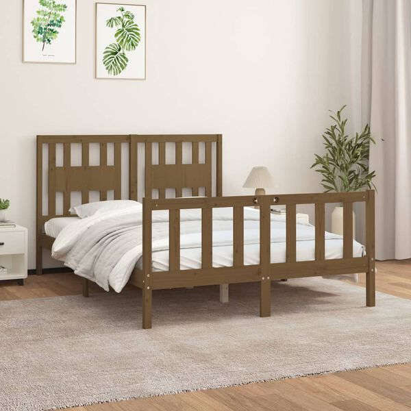 vidaXL Bed Frame without Mattress Honey Brown Solid Wood Pine 120x200 cm