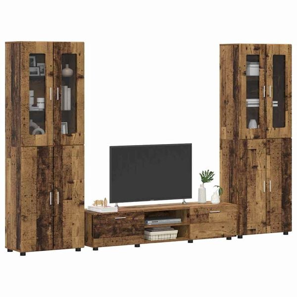 vidaXL TV Cabinet Set with Drawer FLORIN Old Wood Engineered Wood