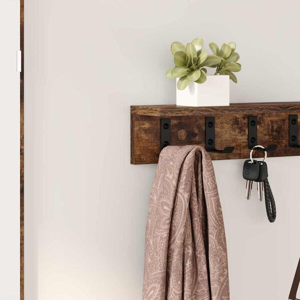 vidaXL Wall-Mounted Coat Rack Smoked oak 80 x 10.5 x 10.5 cm
