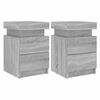 vidaXL Bedside Cabinets with LED Lights 2 pcs Grey Sonoma 35x39x55 cm
