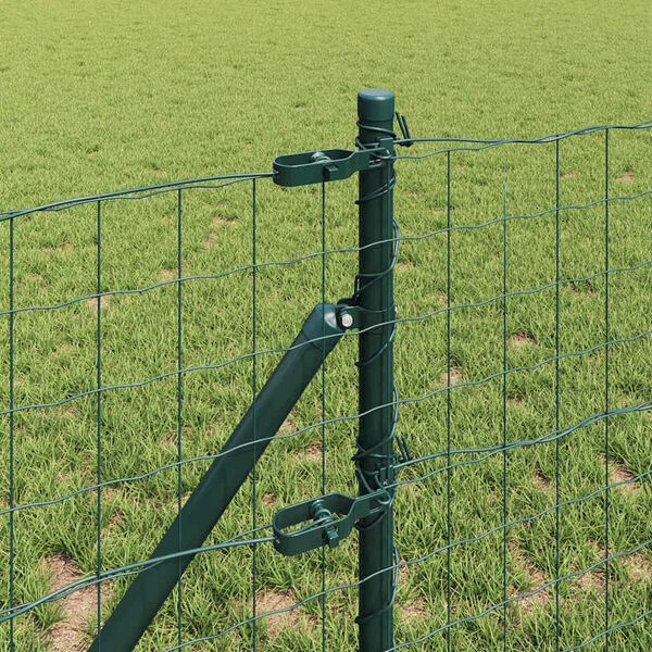 vidaXL Fence with Post Green 0.6 x 50 m Steel and PVC