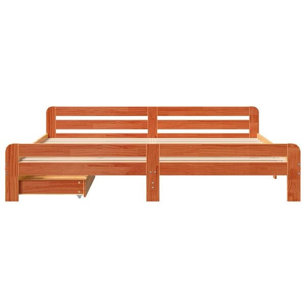 vidaXL Bed frame without Mattress Wax Brown 200x200 cm Solid Wood Pine