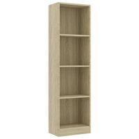 vidaXL 4-Tier Book Cabinet Sonoma Oak 40x24x142 cm Engineered Wood