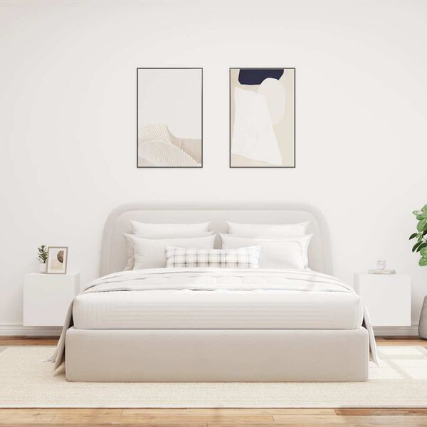 vidaXL TV Wall Cabinets with LED Lights 2 pcs White 40.5x35x40 cm