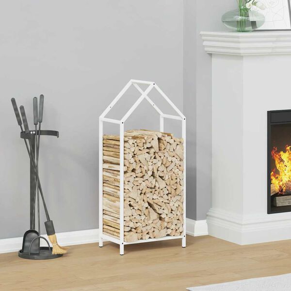 vidaXL Firewood Rack White 40x25x90 cm Cold-rolled steel