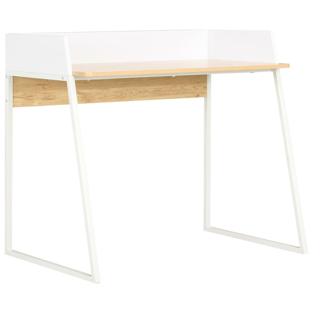 White desk with sales brown legs