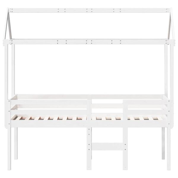 vidaXL High Sleeper Bed without Mattress White 90x190 cm Single Solid Wood Pine
