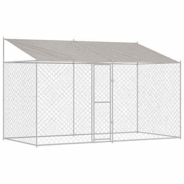 vidaXL Dog Cage with Roof Silver 400 x 200 x 258 cm Steel and PE