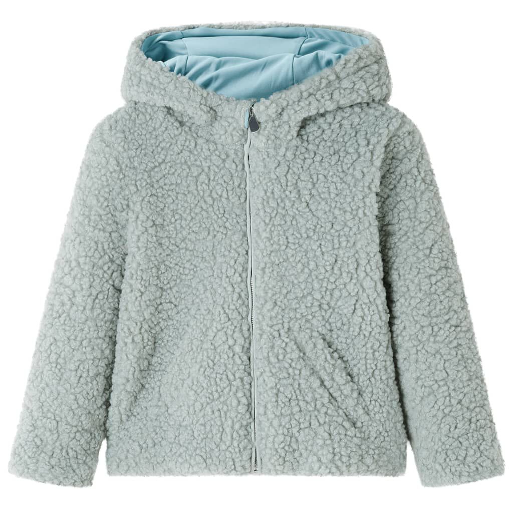 Kids Hooded Jacket Teddy Faux Fur Mint Green 104 vidaXL