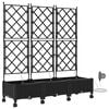 vidaXL Garden Planter with Irrigation&Wheels 3 pcs Black PP