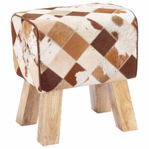 vidaXL Bench 40 x 30 x 45 cm Real Leather Brown Patchwork