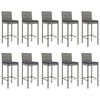 vidaXL 11 Piece Garden Bar Set with Cushions Grey Poly Rattan