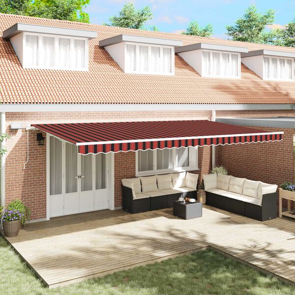 vidaXL Manual Retractable Awning with LED 600x300 cm Orange and Brown