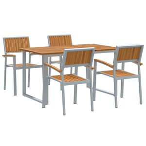 vidaXL Garden Dining Set 5 pcs Grey Solid Acacia Wood