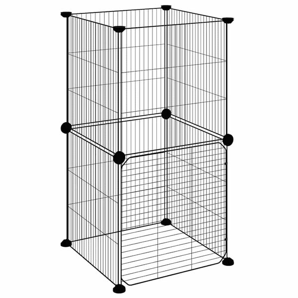 vidaXL 8-Panel Pet Cage with Door Black 35x35 cm Steel