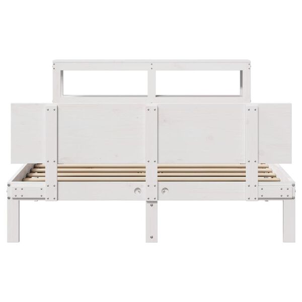 vidaXL Bed Frame with Headboard without Mattress White 160x200 cm