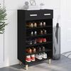 vidaXL Shoe Cabinet Plain Black Oak 60 x 35 x 105 cm Engineered Wood