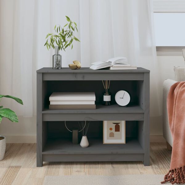 vidaXL Book Cabinet Grey 80x35x68 cm Solid Wood Pine
