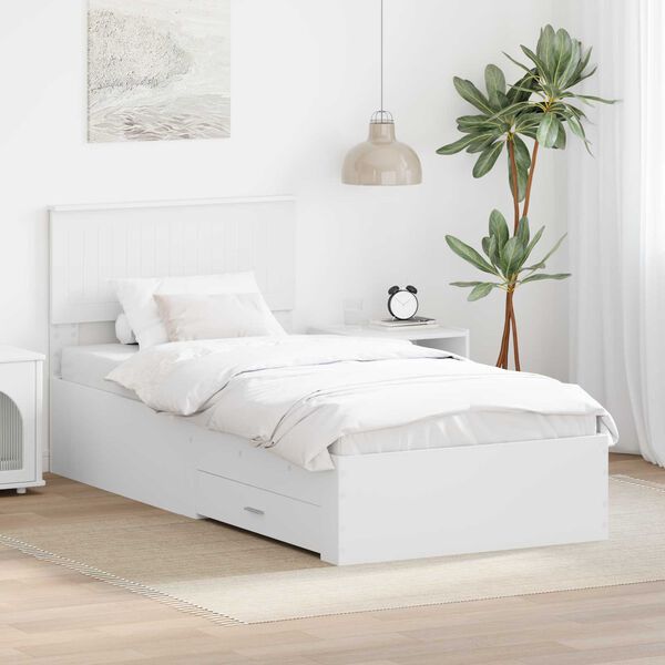 vidaXL Bed Frame with Headboard White 90 x 190 cm Engineered Wood