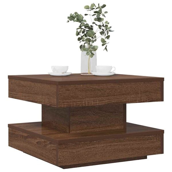 vidaXL Coffee Table 360-Degree Rotatable Brown Oak 50x50x34.5 cm
