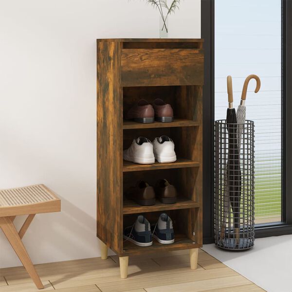 vidaXL Shoe Cabinet Smoked Oak 40x36x105 cm Engineered Wood