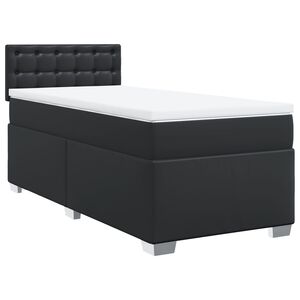 vidaXL Box Spring Bed with Mattress Black 90x190 cm Faux Leather