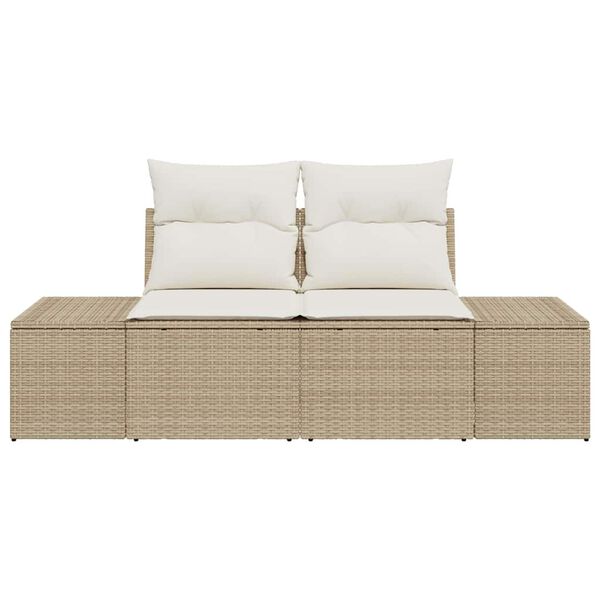 vidaXL Garden Sofa Beige 123 x 62 x 69cm Poly Rattan