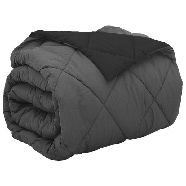 vidaXL Full Year Duvet Black and Anthracite 240 x 200 cm Microfiber