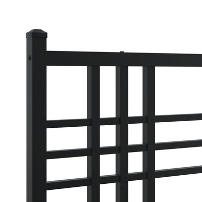 vidaXL Metal Bed Frame with Headboard Black 140x200 cm