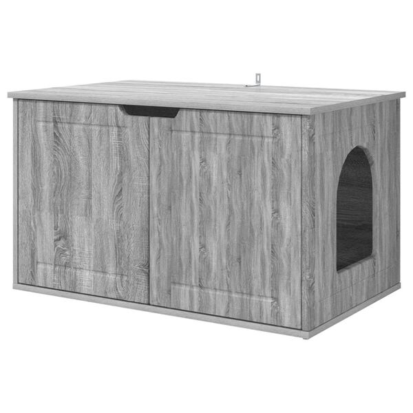 vidaXL Cat House Grey Sonoma 85 x 55 x 50.5 cm Engineered Wood