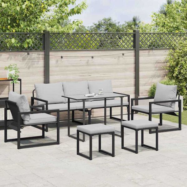vidaXL Garden Sofa Set Black Steel