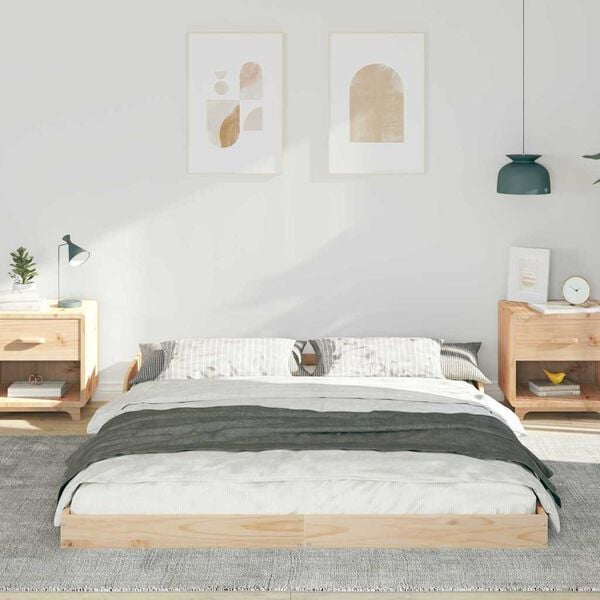vidaXL Bed Frame Brown 160 x 210 cm Solid Pine Wood