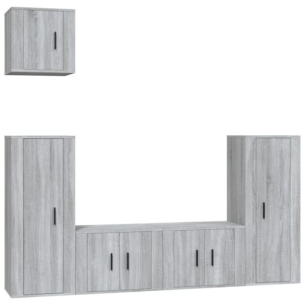 vidaXL 5 Piece TV Cabinet Set Grey Sonoma Engineered Wood