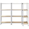 vidaXL 4-Layer Storage Shelves 3 pcs Silver Steel&Engineered Wood