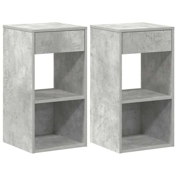vidaXL Bedside Cabinets with Drawer 2 pcs Concrete Grey 35x34x66.5 cm
