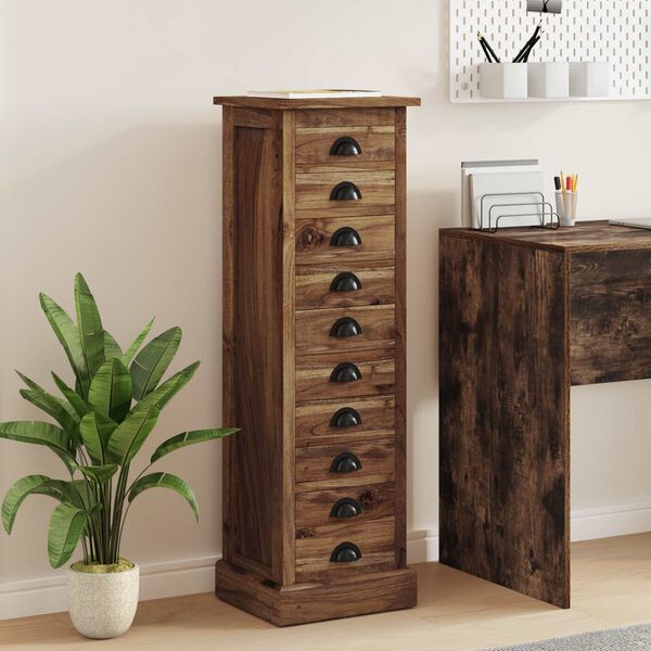 vidaXL Chest of Drawers Brown 35 x 30 x 110 cm Solid Teak Wood