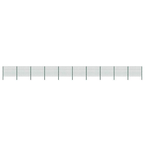 vidaXL Fence Panel with Posts Iron 1730x120 cm Green
