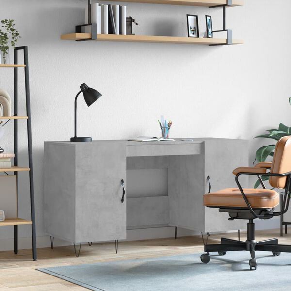 vidaXL Desk Concrete Grey 140x50x75 cm Engineered Wood