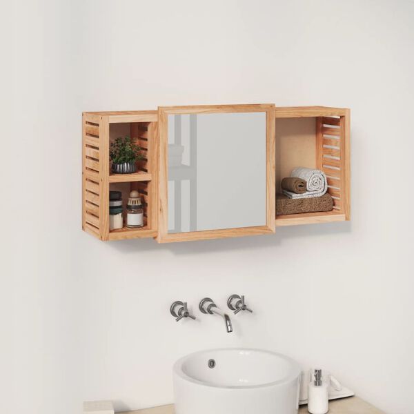 vidaXL Mirror Cabinet 80x17x34 cm Solid Wood Walnut
