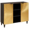 vidaXL Side Cabinet Black and Gold 90 x 33.5 x 75 cm Solid Mango Wood
