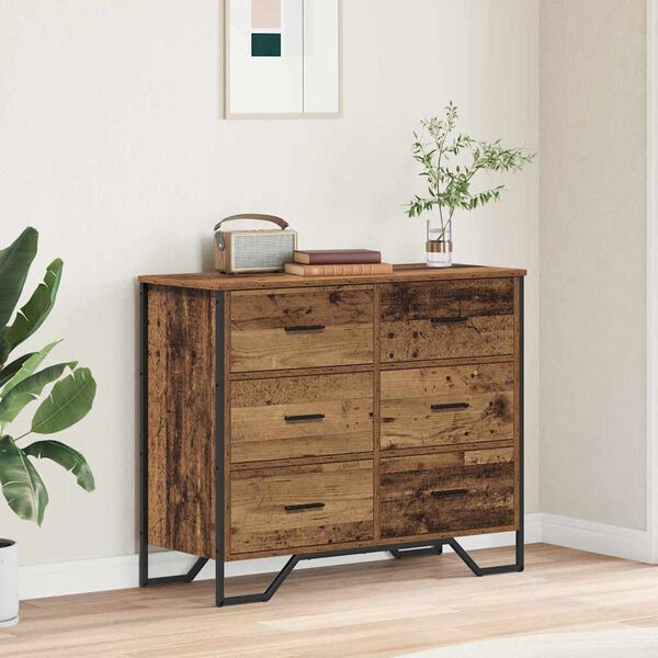 vidaXL Chest of Drawers with Drawer 2 pcs Old Wood 91 x 35.5 x 74.5 cm